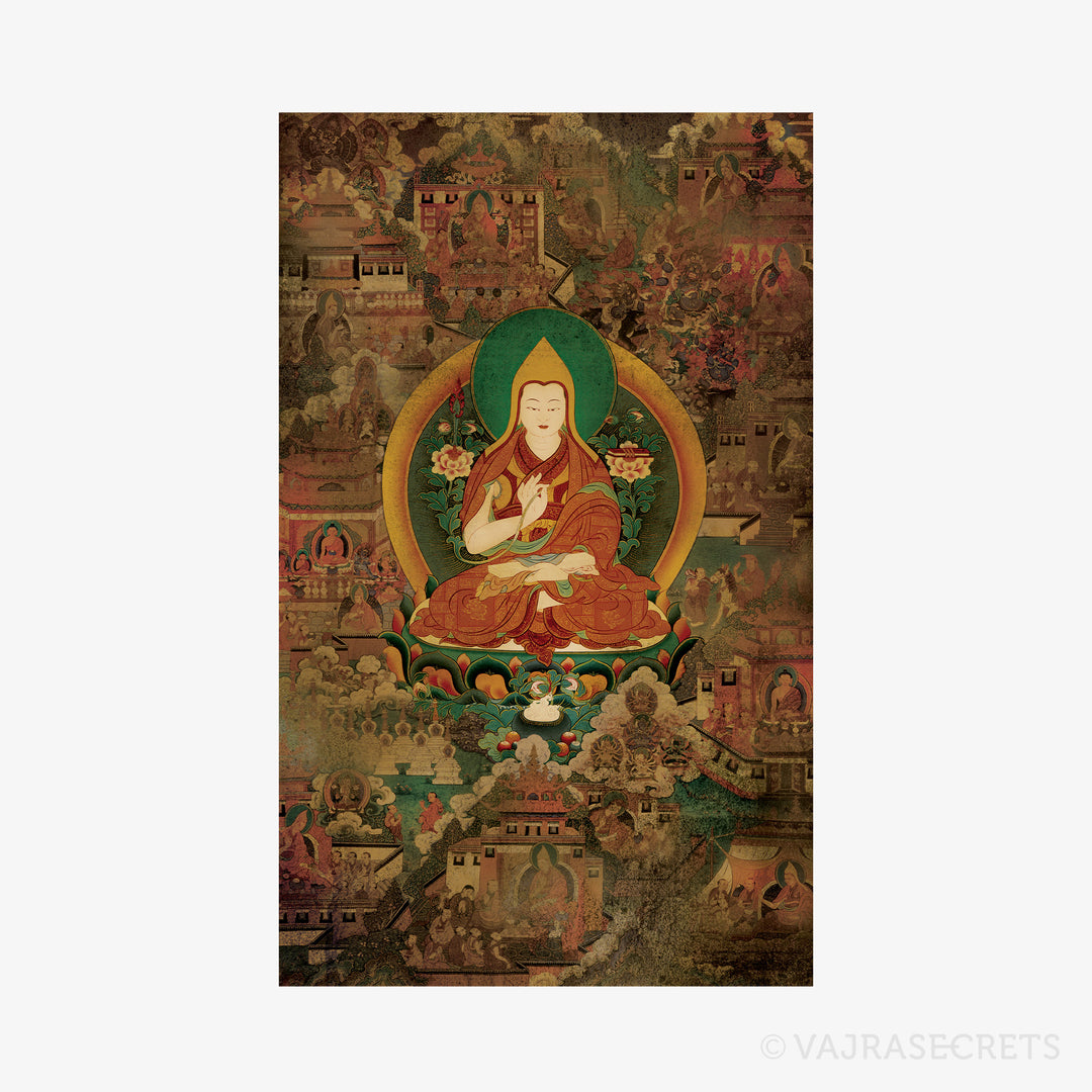 Lama Tsongkhapa Life Story Thangka Print (Set of 15)