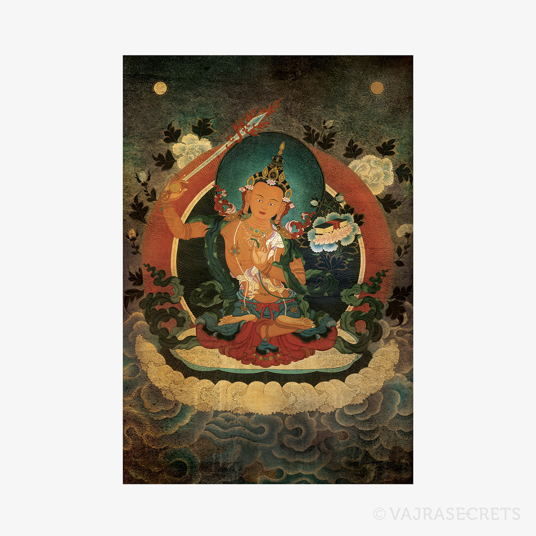 Manjushri Thangka Print (Vintage Effect)