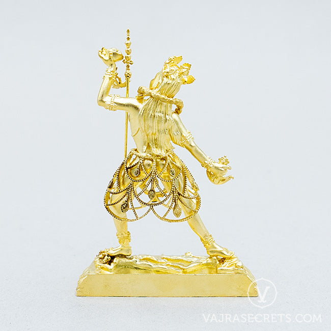 Vajrayogini Brass Statue with Gold Finish, 2.75 inch