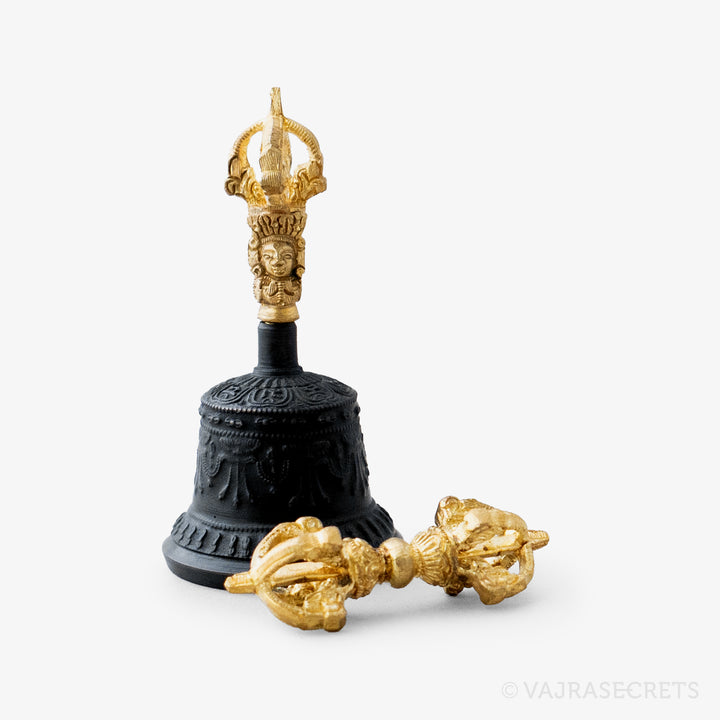 Antique Finish Vajra and Bell, 4.5 inch