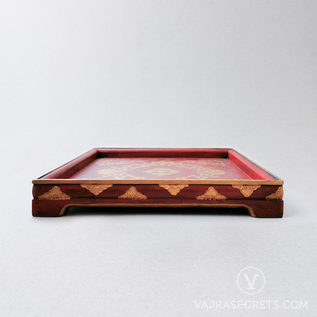 Tibetan Square Tray with Conch Shell Motif