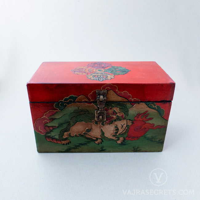 Tibetan Box with Snow Lion Motif