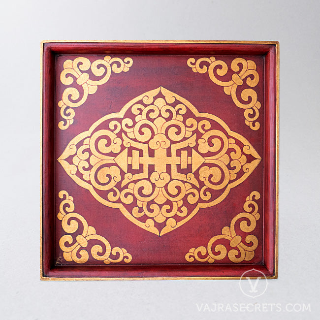 Tibetan Square Tray with Double Vajra Motif