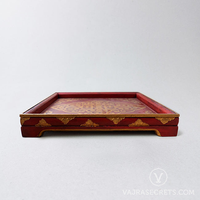 Tibetan Square Tray with Double Vajra Motif