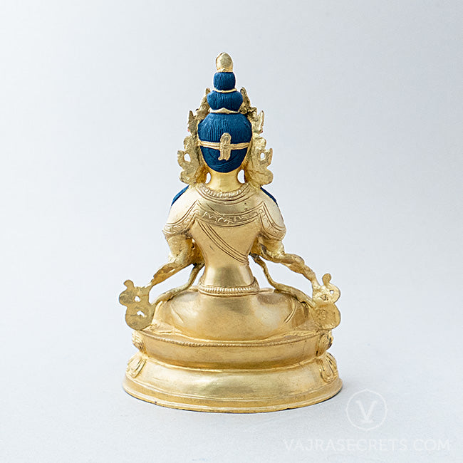 Vajradhara Brass Statue with Traditional Ornaments, 8.5 inch