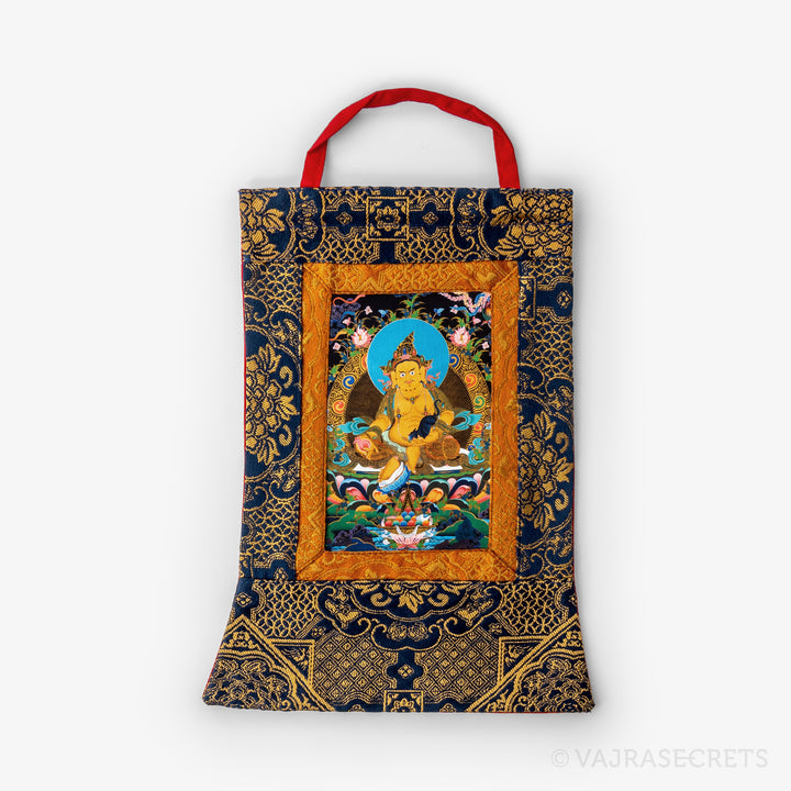 Dzambala Mini Thangka with Brocade