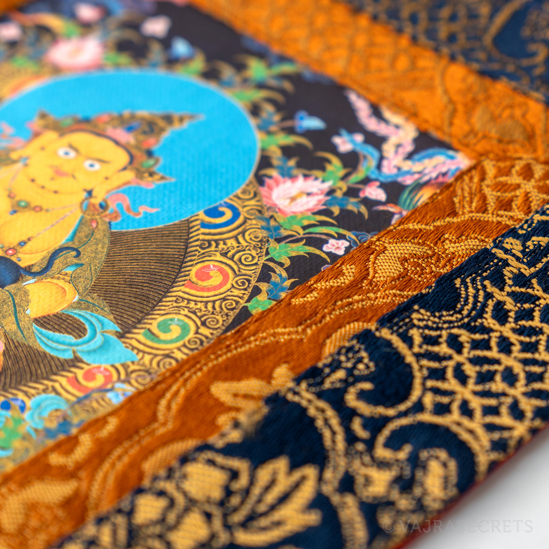 Dzambala Mini Thangka with Brocade