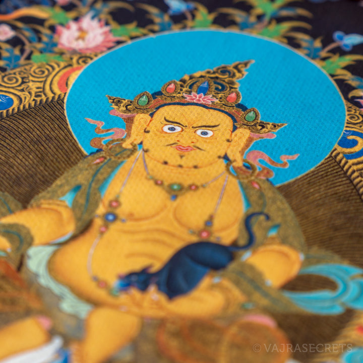 Dzambala Mini Thangka with Brocade