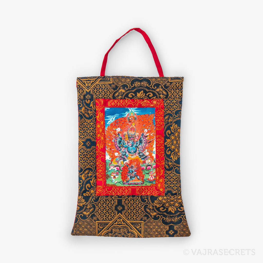 Yamantaka Solitary Hero Mini Thangka with Brocade