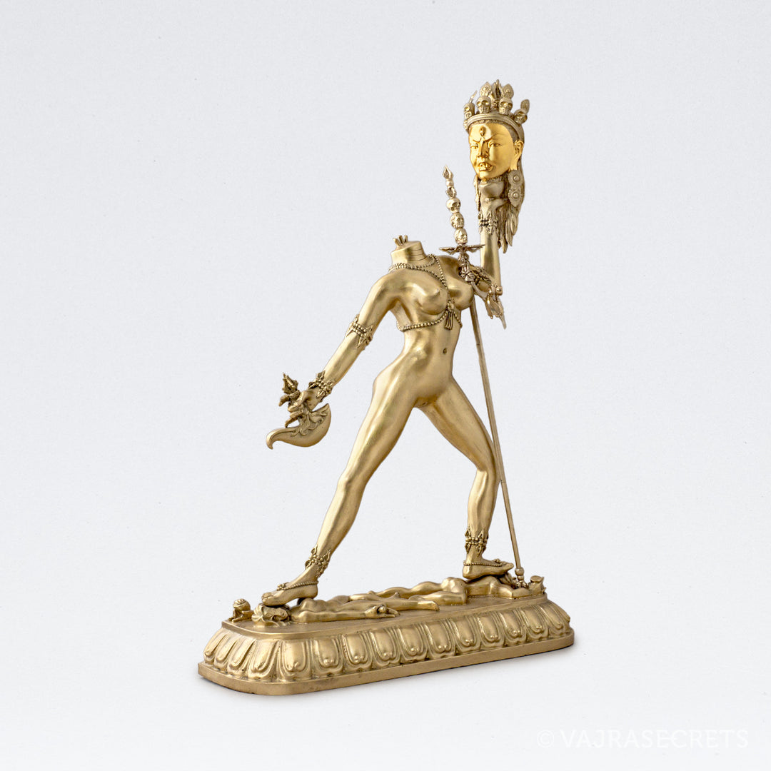 Ucheyma (Headless Vajrayogini) Brass Statue with Gold Leaf, 17 inch ...