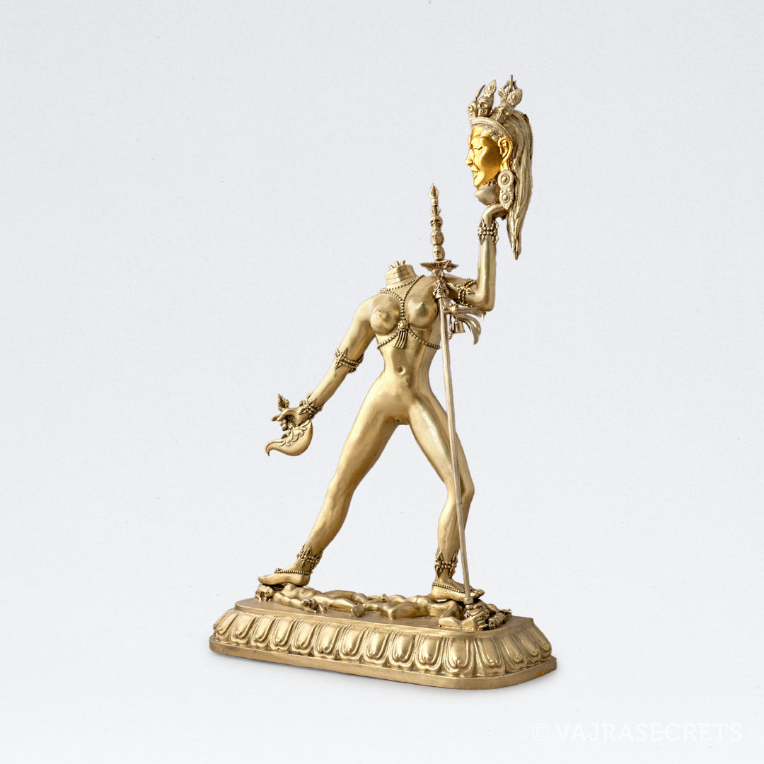 Ucheyma (Headless Vajrayogini) Brass Statue with Gold Leaf, 17 inch ...