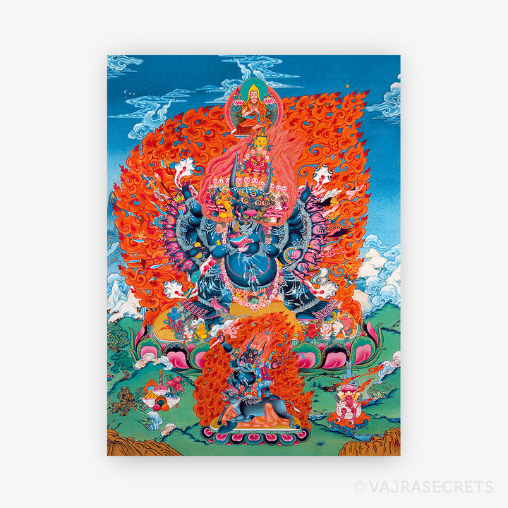 Yamantaka Solitary Hero Thangka with Brocade, 18 x 24 inch