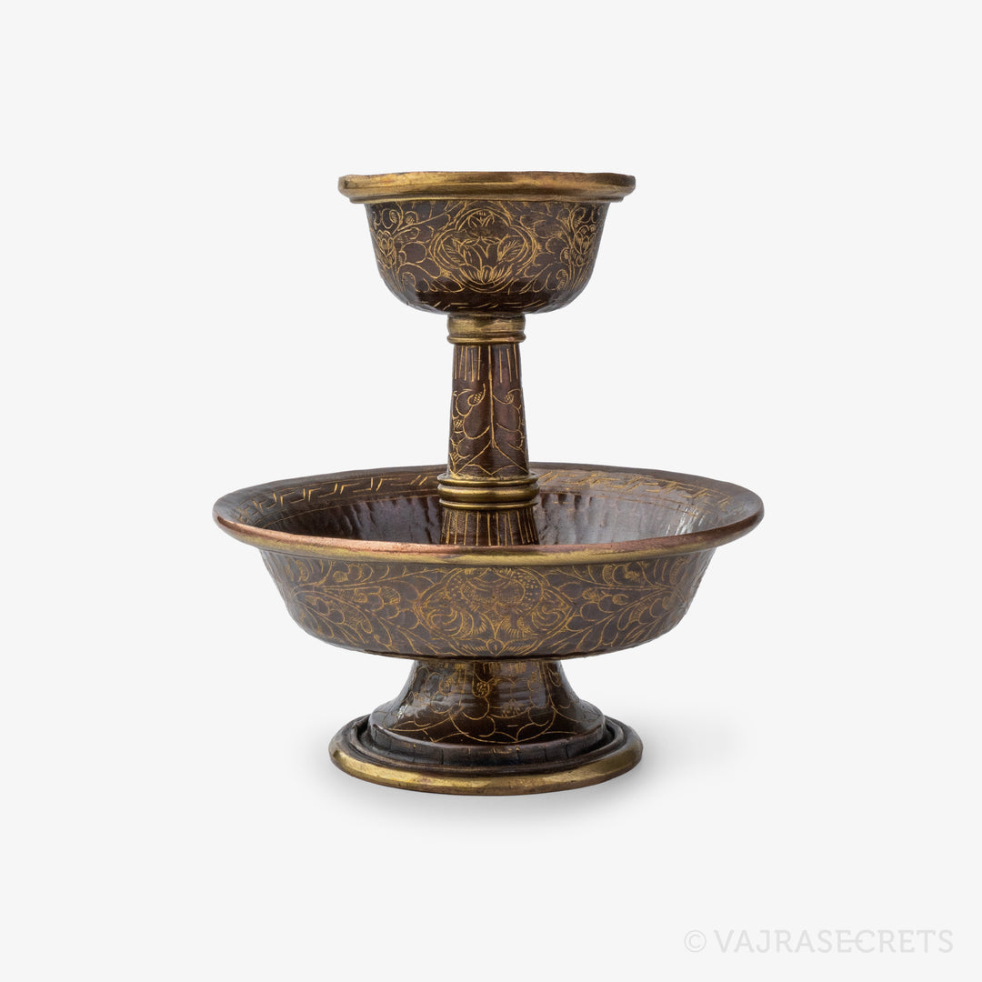 Gold-Trimmed Carved Copper Serkym Set, 5 inch