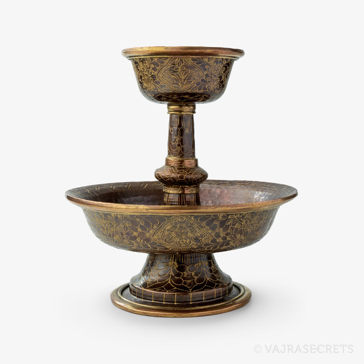 Gold-Trimmed Carved Copper Serkym Set, 6 inch