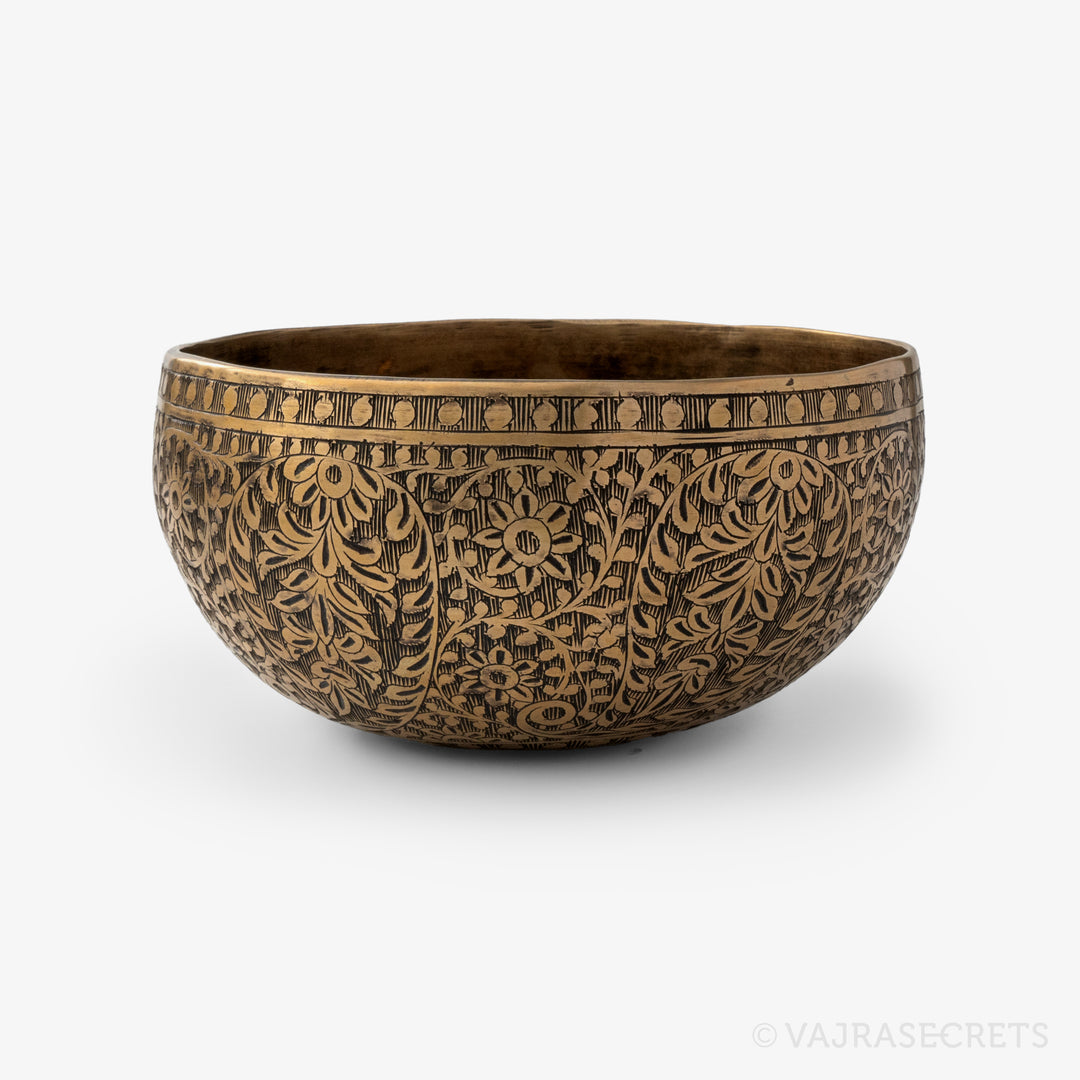 Carved Tibetan Singing Bowl, 6.5 inch