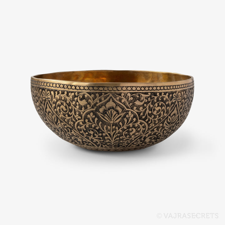 Carved Tibetan Singing Bowl, 7.5 inch