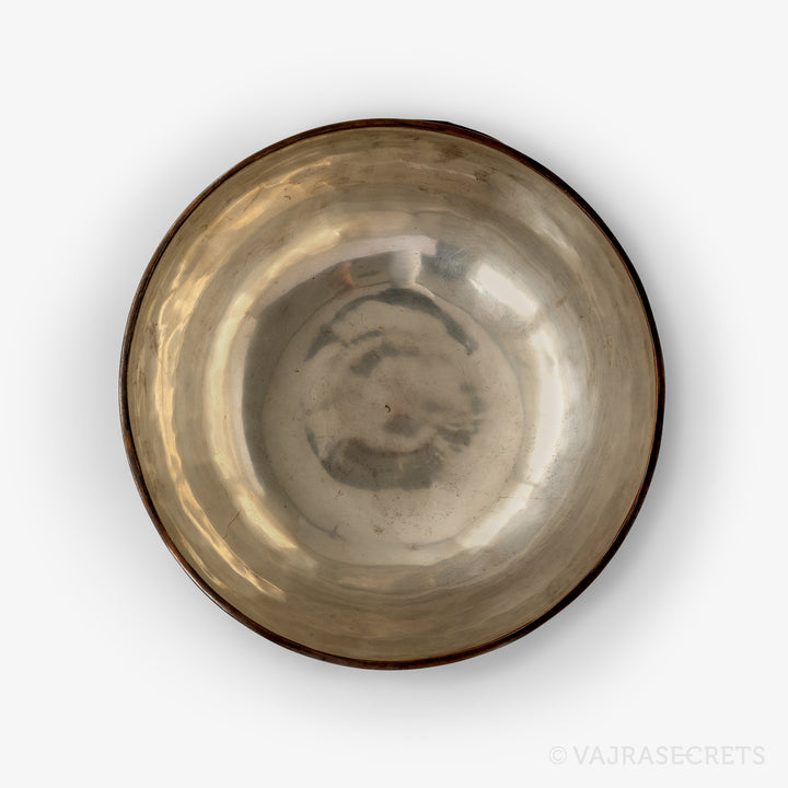 Tibetan Singing Bowl with Silver Lining, 9 inch