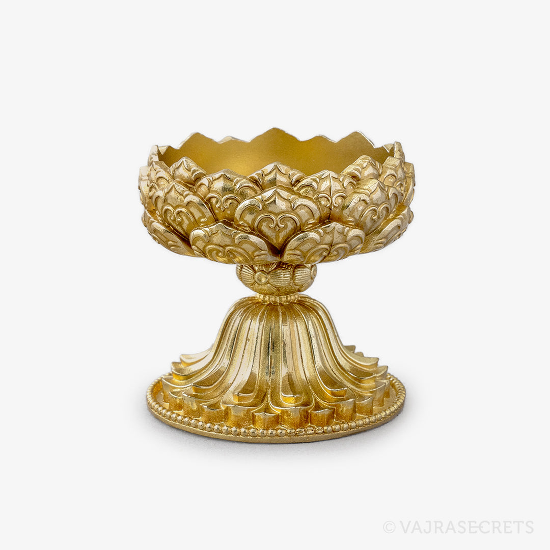 Gold Finish Lotus Candle Holder, 2 inch