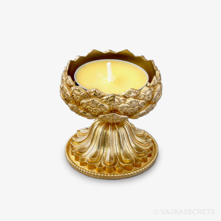 Gold Finish Lotus Candle Holder, 2 inch