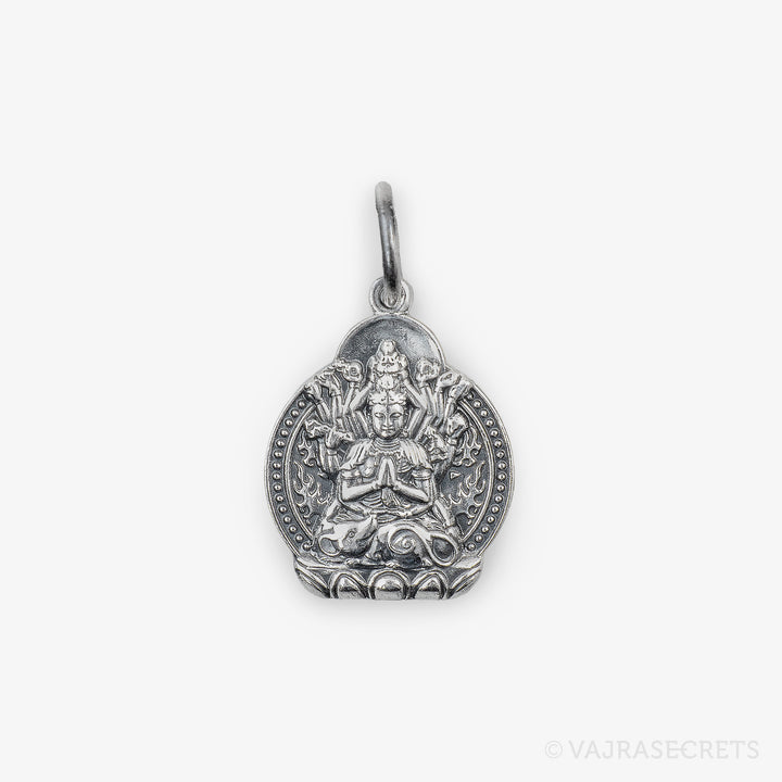 Rat Zodiac Protector Silver Pendant (1000-Armed Chenrezig)