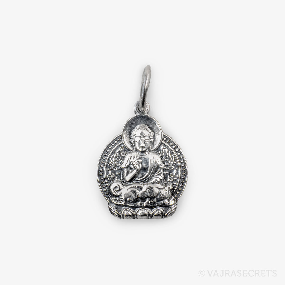 Dog Zodiac Protector Silver Pendant (Amitabha)