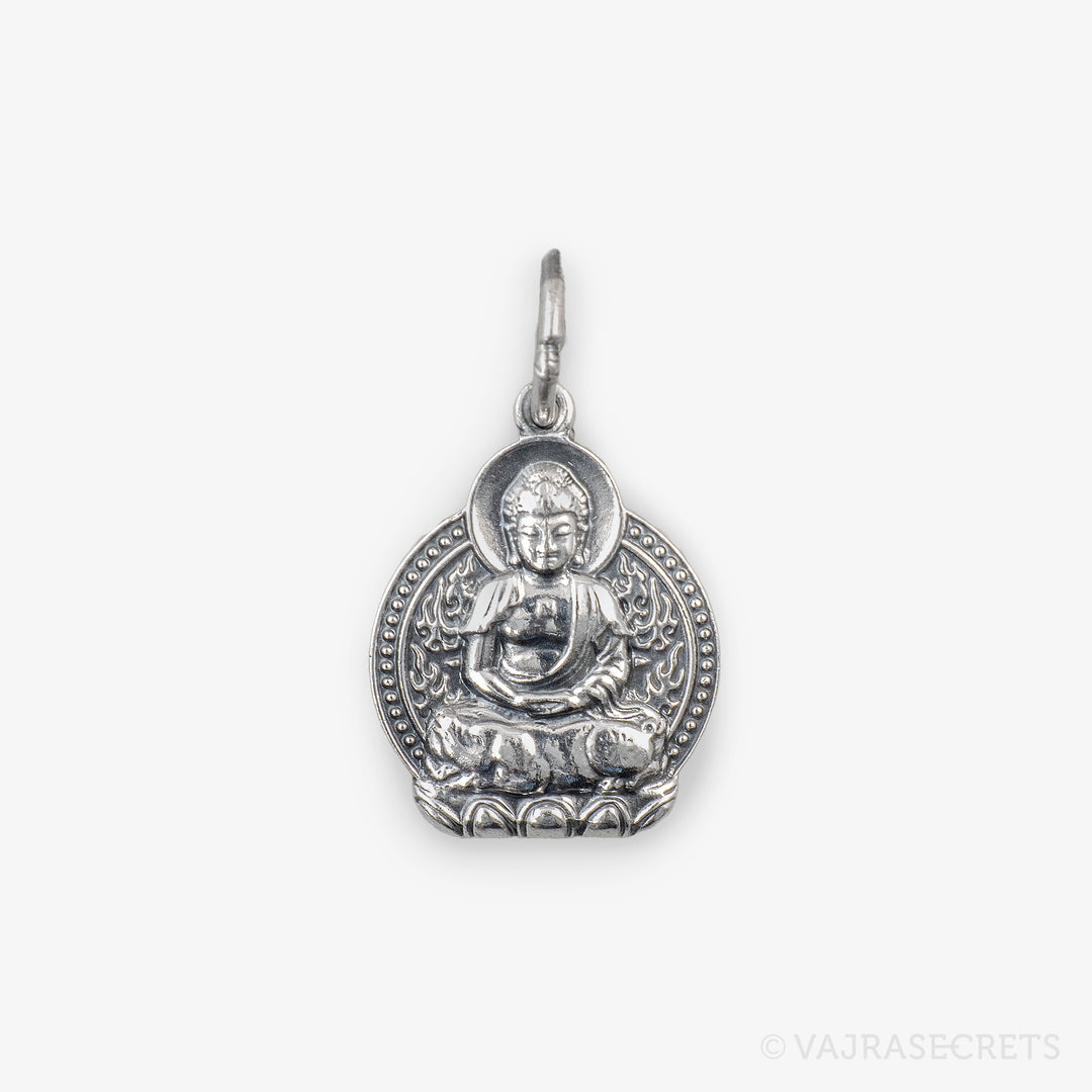 Pig Zodiac Protector Silver Pendant (Amitabha)