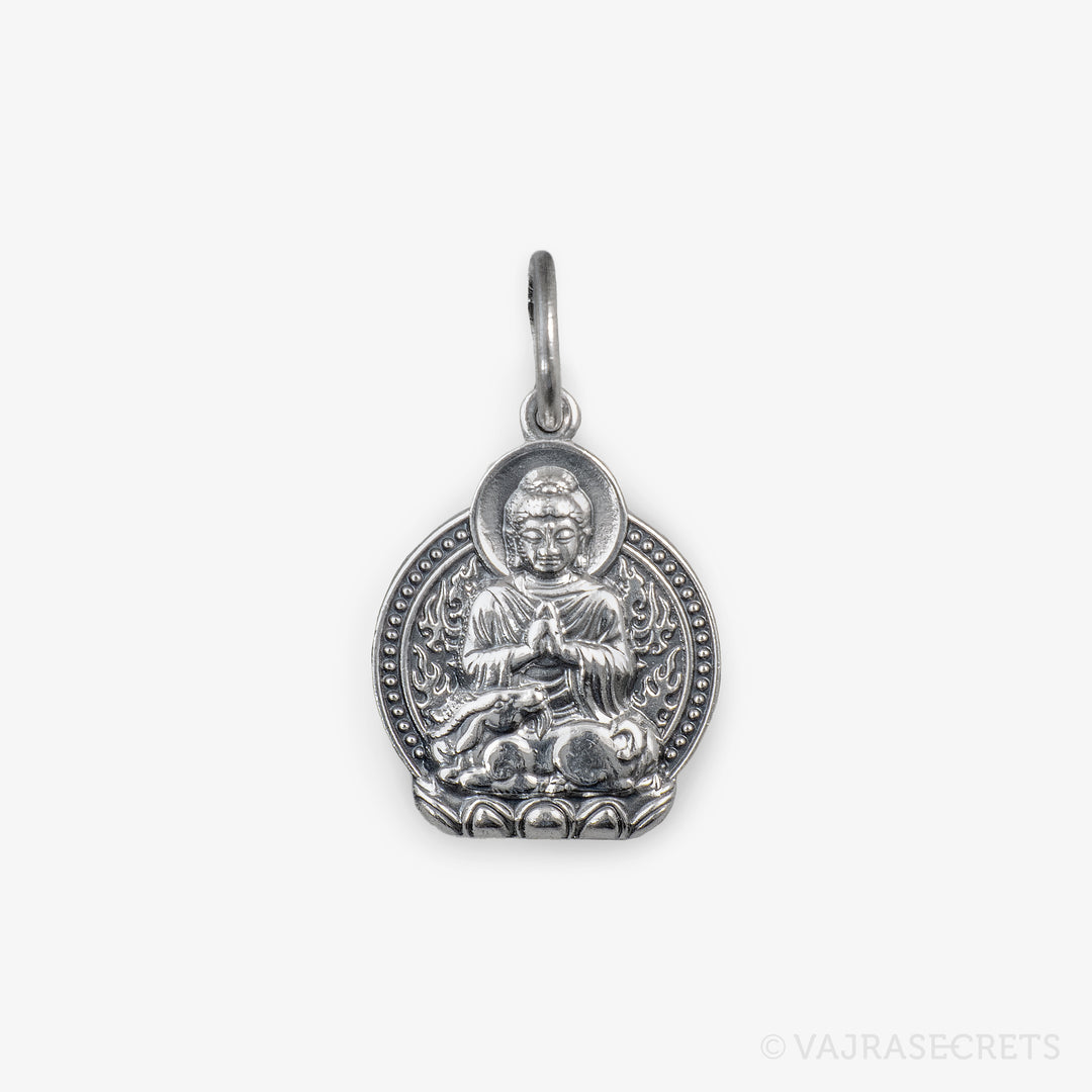 Sheep Zodiac Protector Silver Pendant (Vairocana)