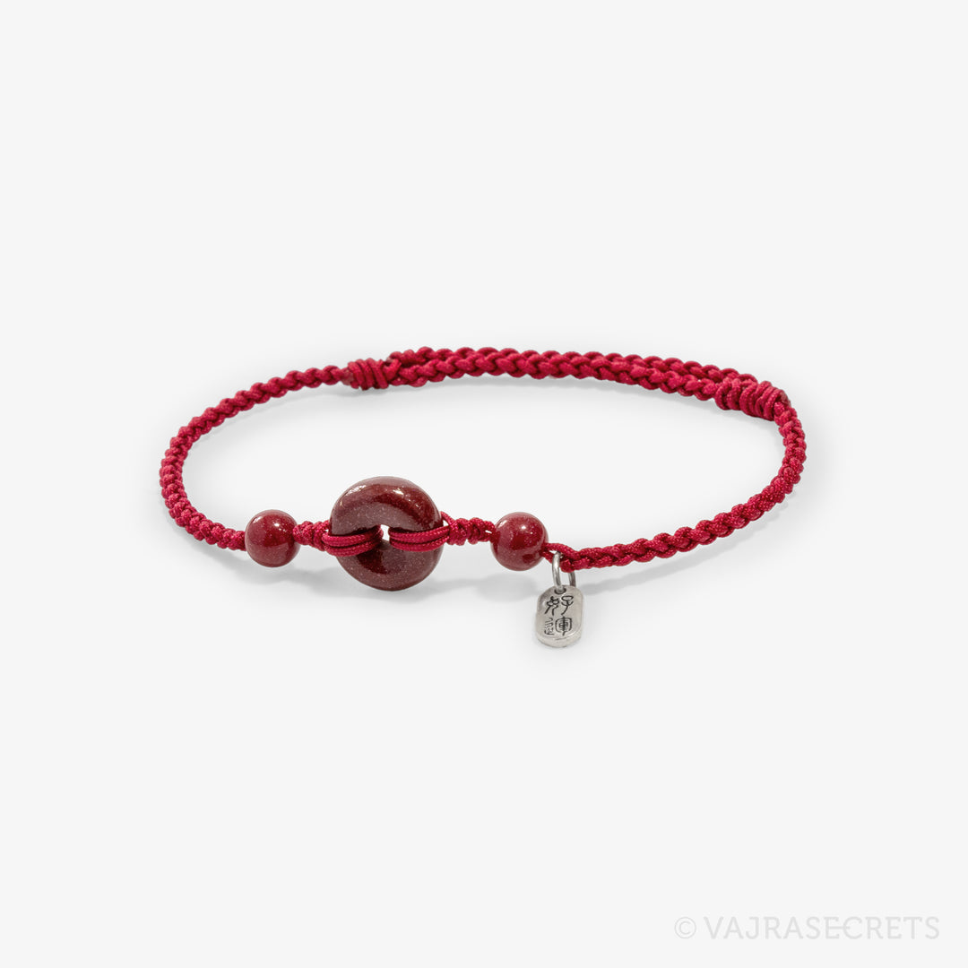 Cinnabar Donut Cord Bracelet With Silver HUM Charm