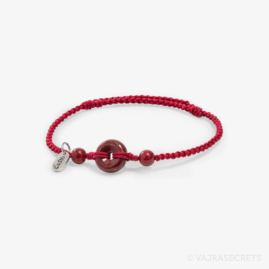 Cinnabar Donut Cord Bracelet With Silver HUM Charm