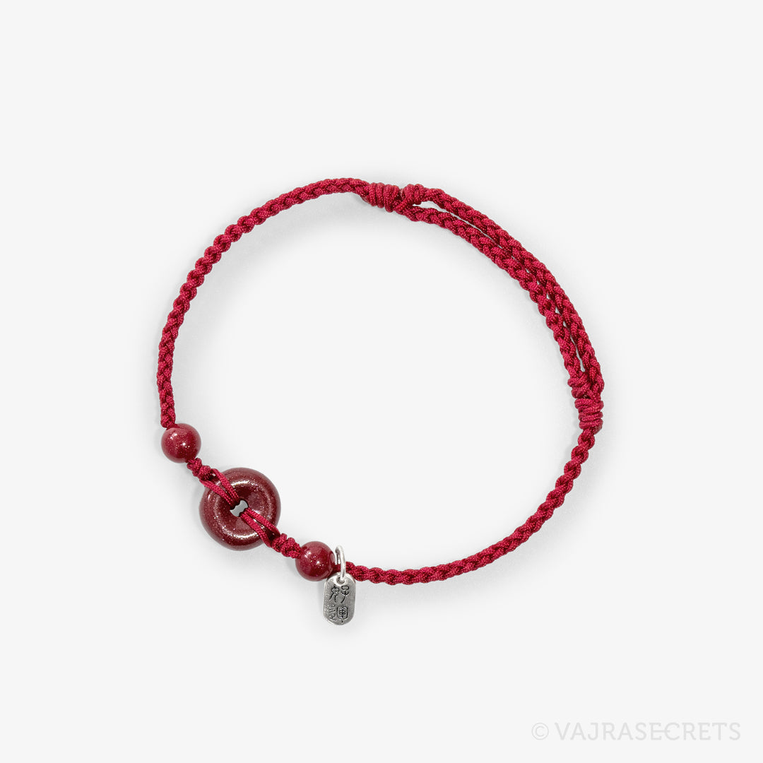 Cinnabar Donut Cord Bracelet With Silver HUM Charm