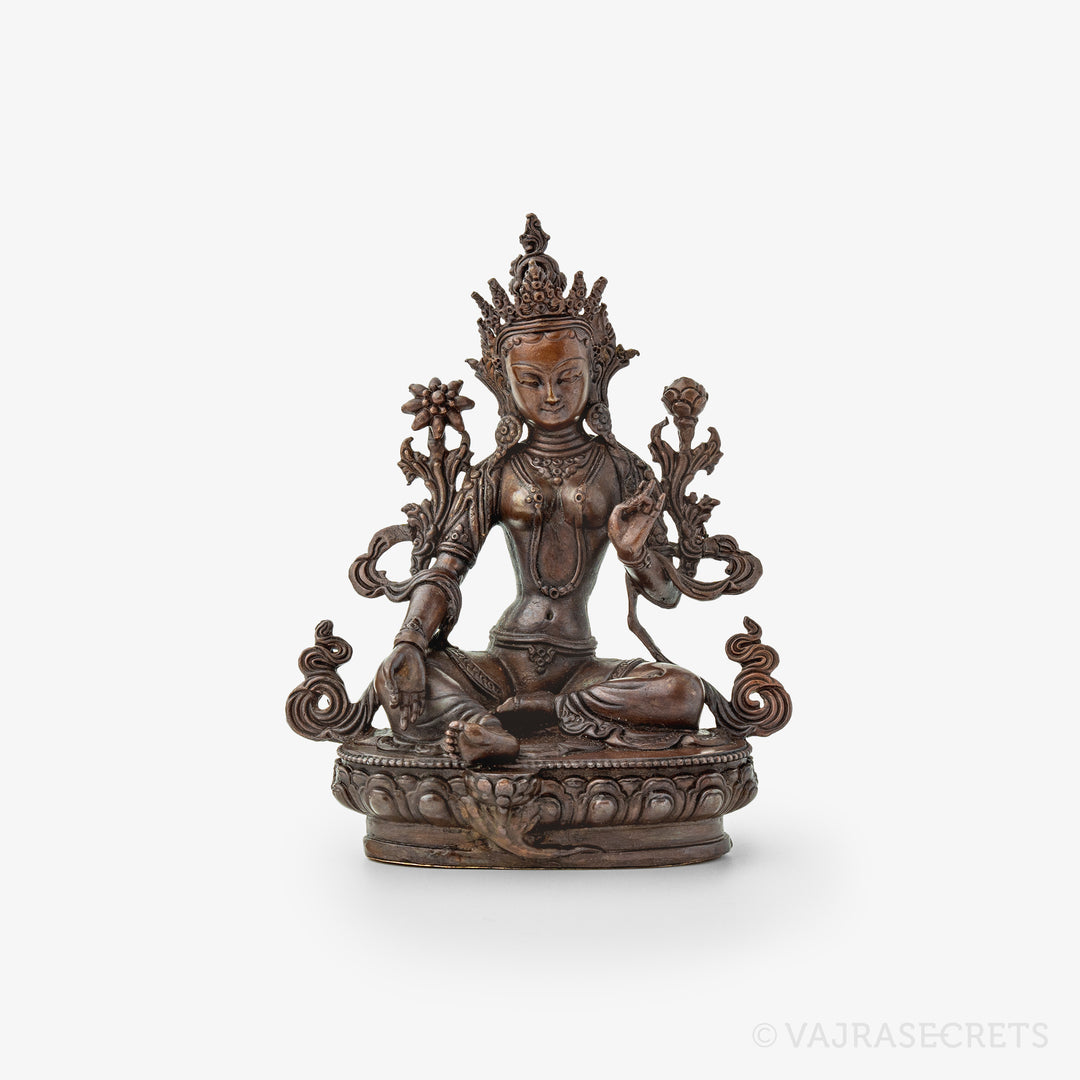 Green Tara Copper Statue, 4 inch