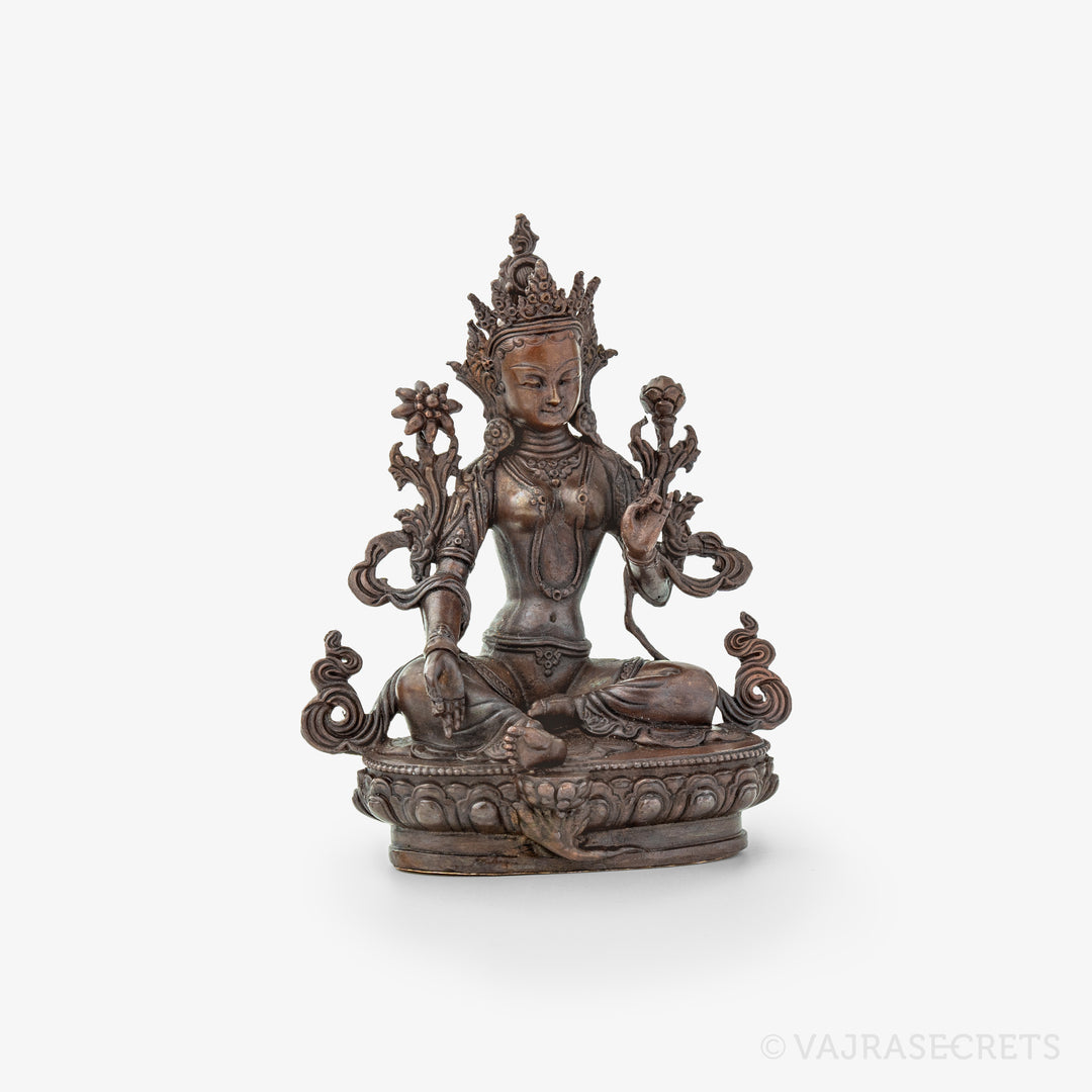 Green Tara Copper Statue, 4 inch