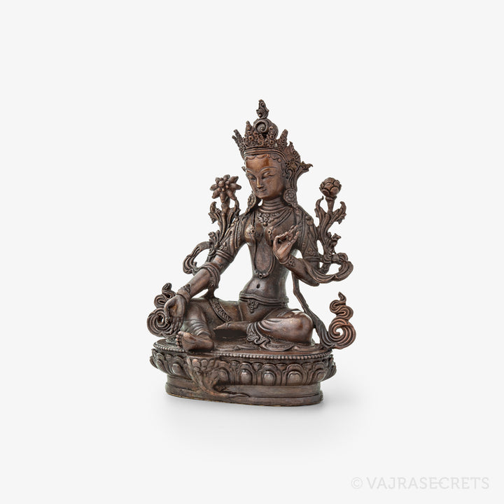 Green Tara Copper Statue, 4 inch