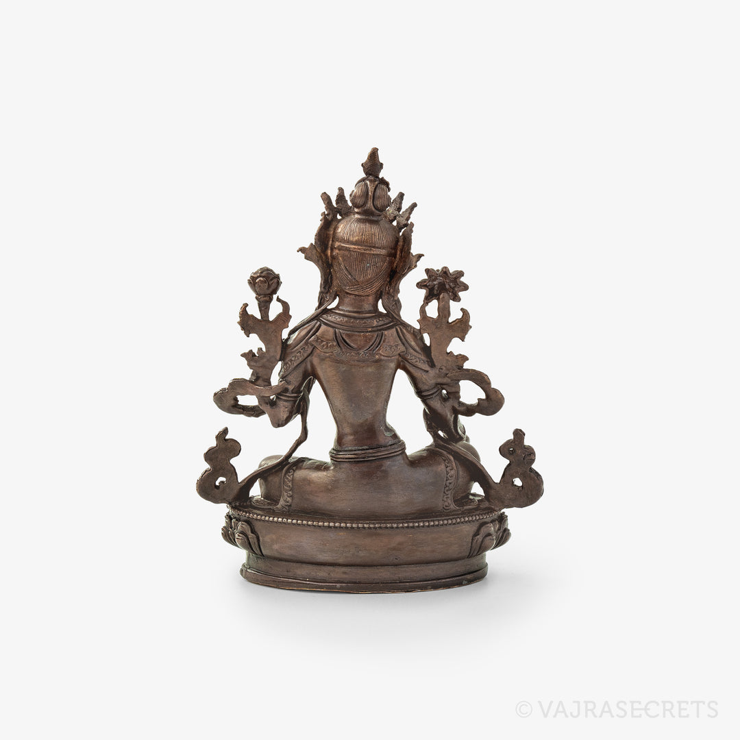 Green Tara Copper Statue, 4 inch