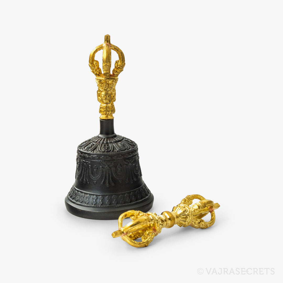 Dehradun Antique Finish Vajra and Bell, 5.3 inch