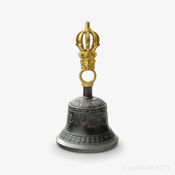 Dehradun Antique Finish 9-Spoke Vajra and Bell, 6.5 inch