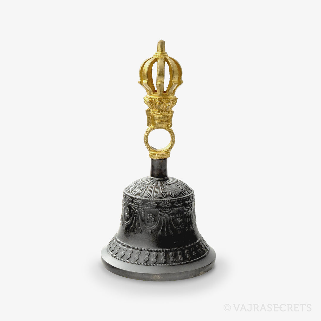 Dehradun Antique Finish 9-Spoke Vajra and Bell, 6.5 inch