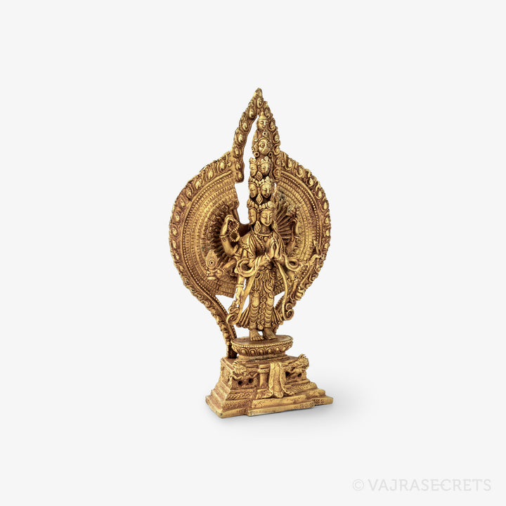 Chenrezig (1000-Armed) Gold Statue, 6 inch