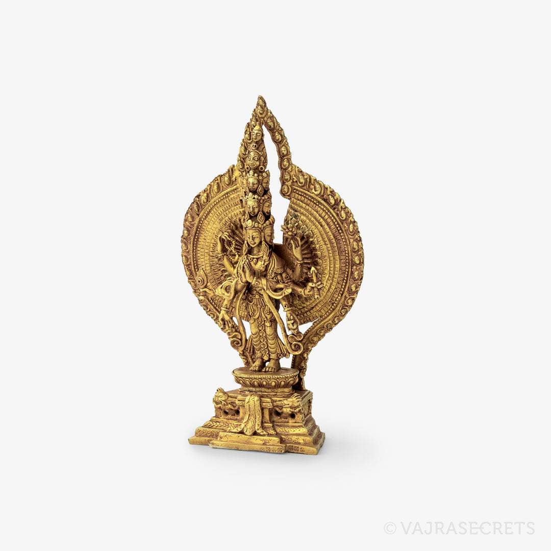 Chenrezig (1000-Armed) Gold Statue, 6 inch