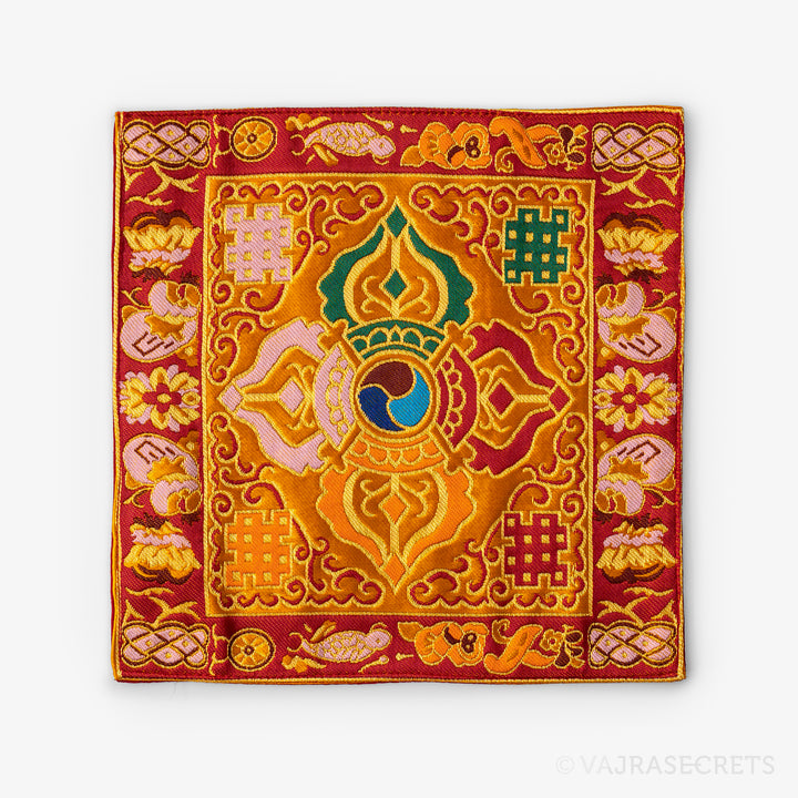 Double Dorje Brocade Ritual Mat, 9 inch