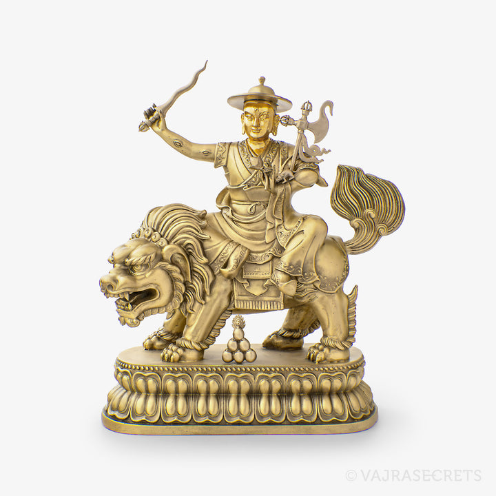 Dorje Shugden Brass Statue with Gold Leaf, 10 inch