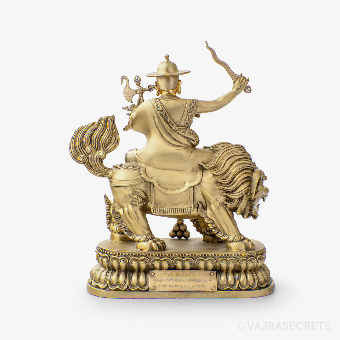 Dorje Shugden Brass Statue with Gold Leaf, 10 inch