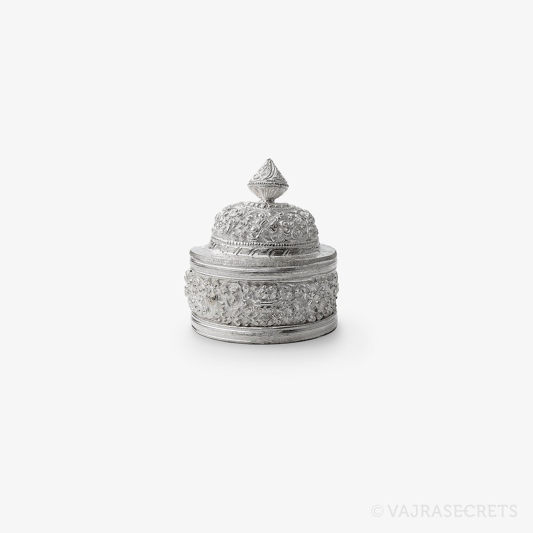 Miniature Silver Plated Ritual Rice Pot, 2.8 inch