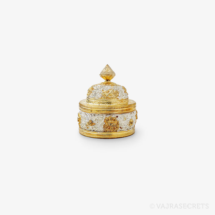 Miniature Gold and Silver Plated Ritual Rice Pot, 2.8 inch