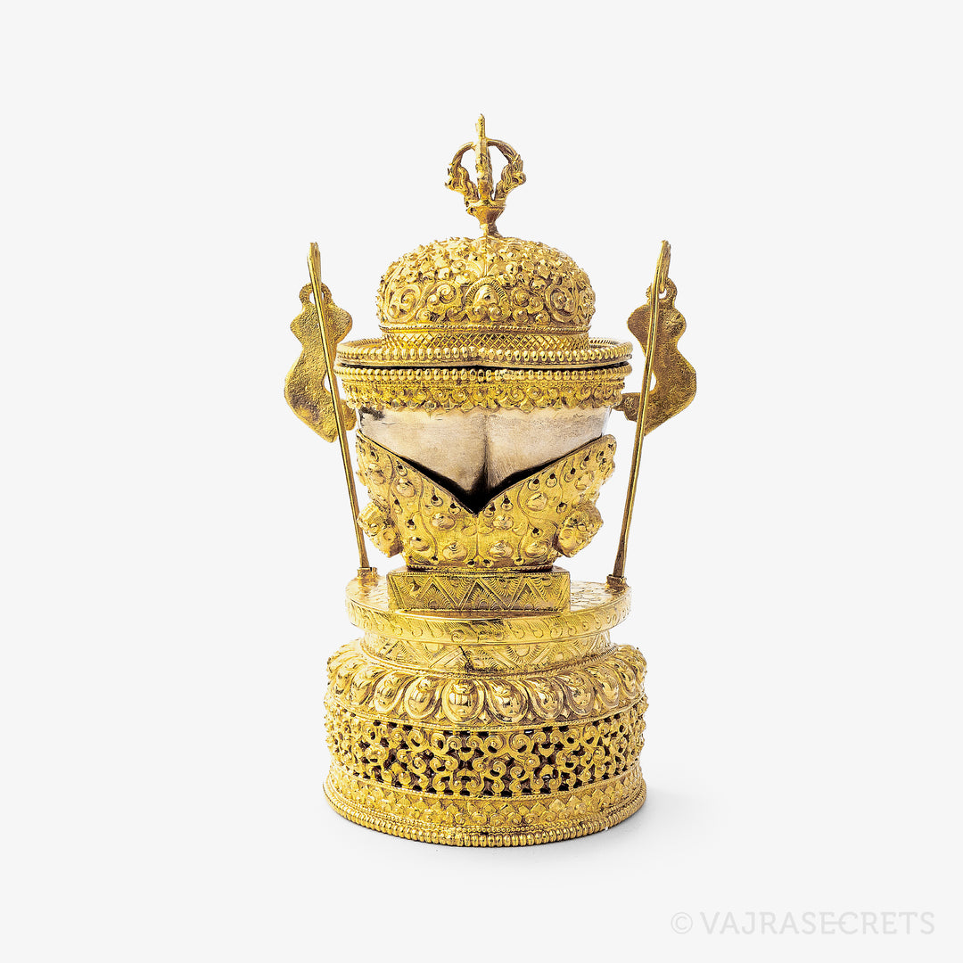 Gold and Silver Plated Kapala, 7.7 inch