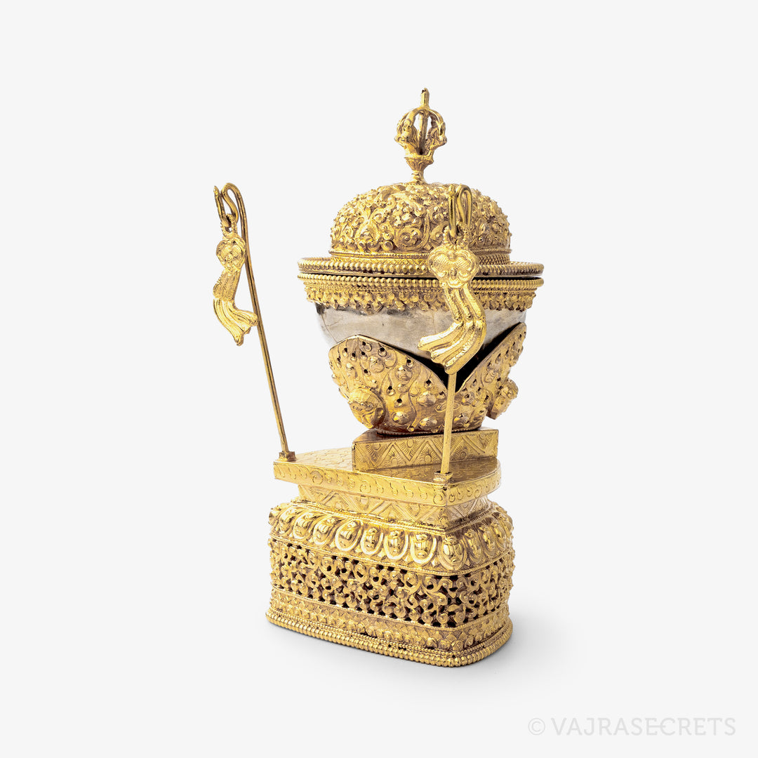 Gold and Silver Plated Kapala, 7.7 inch